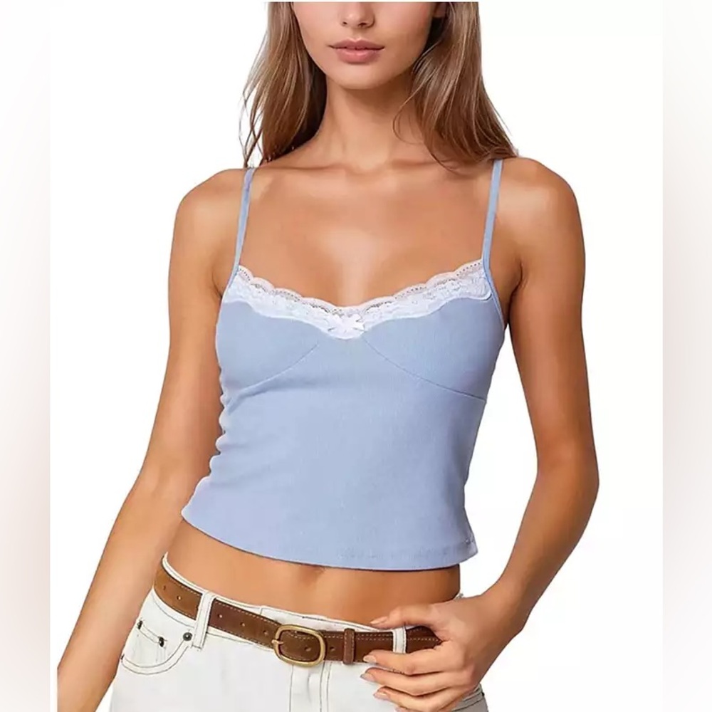 Tilly's Light Blue Lace Trim Camisole
